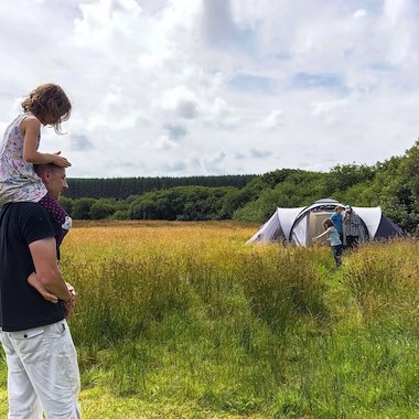 Meadow camping in Devon.