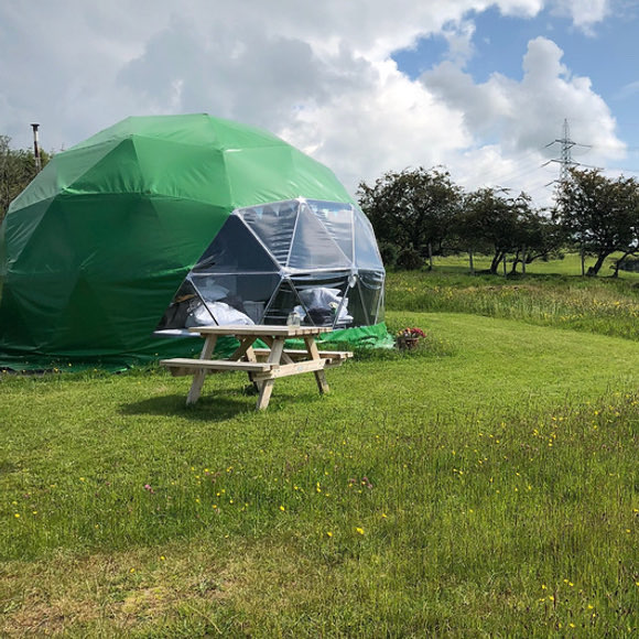 Geodesic dome glamping in north Wales.