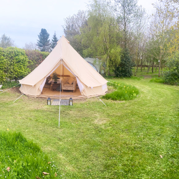 Bell tent glamping in woodlands near the Suffolk coast.